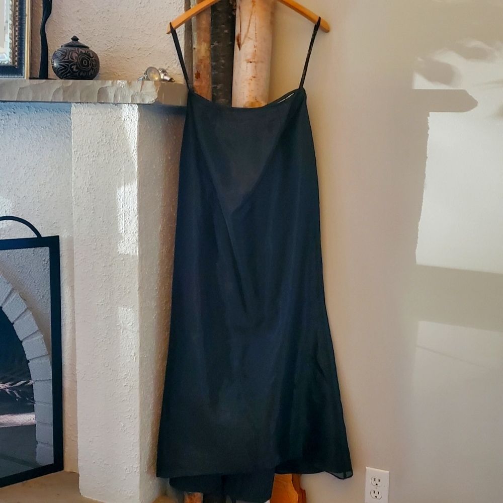 Mermaid style black high low long skirt